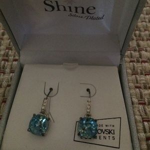 Aquamarine Swarovski Crystal Earrings